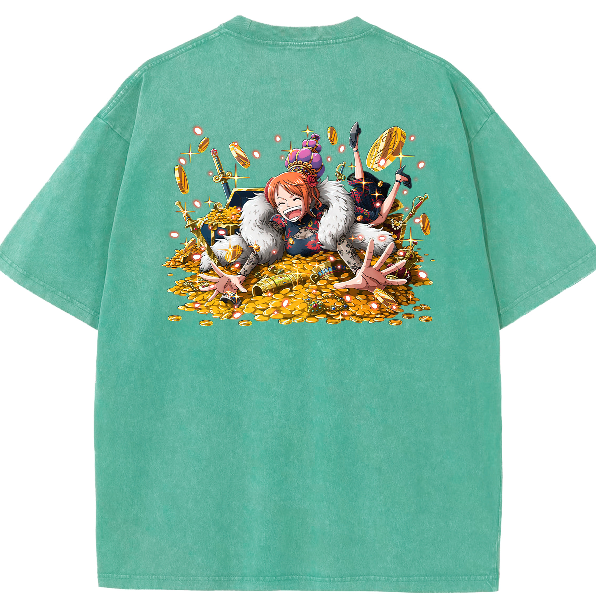 ワンピース ナミ ONE PIECE Nami 綿100% ヴィンテージ風 半袖Tシャツ（背面プリント）